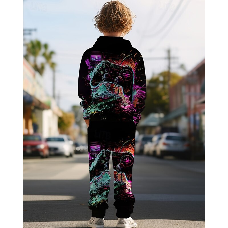 Boys 3D Graphic Game Hoodie & Sweatpants Set Sports Suit Tracksuits Long Sleeve Spring Fall Daily Basic Casual Kids 4-12 Years Hooded Outdoor Vacation Sports Tailored Fit2