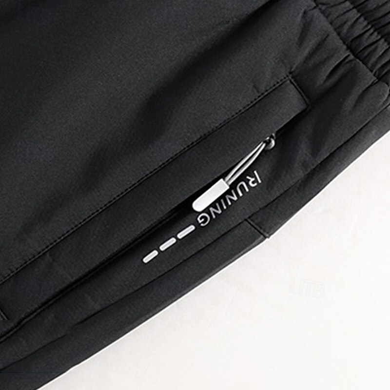 Men's Fleece Pants Winter Pants Trousers Casual Pants Pocket Drawstring Elastic Waist Plain Comfort Warm Sports Outdoor Daily Fashion Casual Black Dark Blue Micro-elastic3