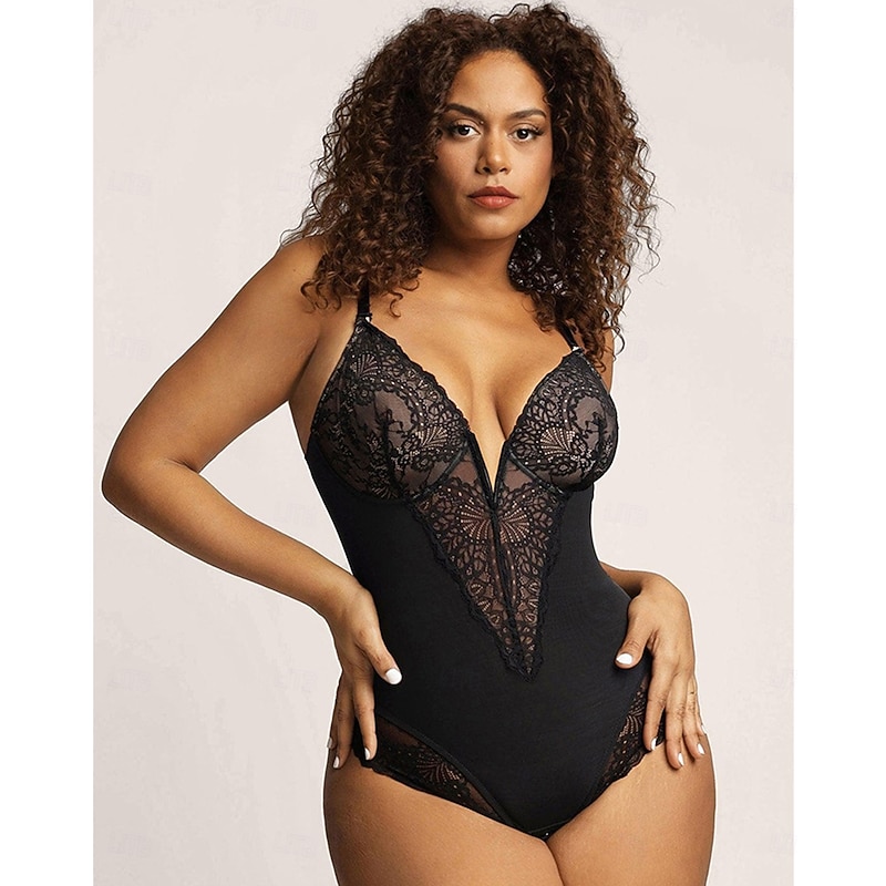 Women's Lace Shapewear Nightwear - Nylon Spandex Solid Colored Home Outfits