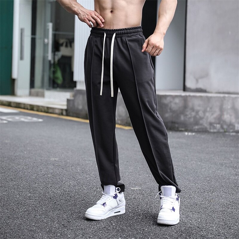 Men's Sweatpants Trousers Pocket Drawstring Elastic Waist Plain Comfort Sports Outdoor Daily Fashion Casual Black Dark Gray Micro-elastic3