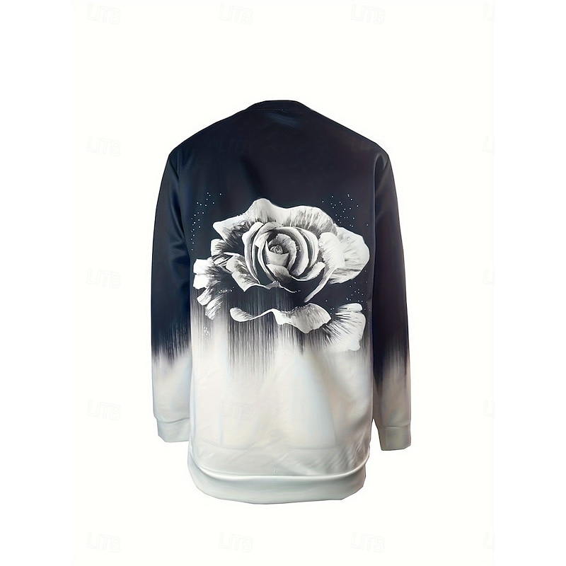 Women's Sweatshirt Rose Street Dailywear Print Casual Crew Neck Long Sleeve Micro-elastic Fall Winter Comfrt Breathable Soft Fabric2