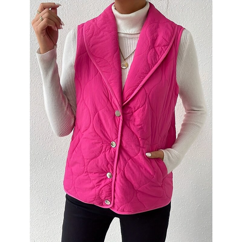 Women's Tunic Elegant Daily Sleeveless Sleeveless V Neck Shirt Collar New Year Rose Pink Spring Fall Winter4