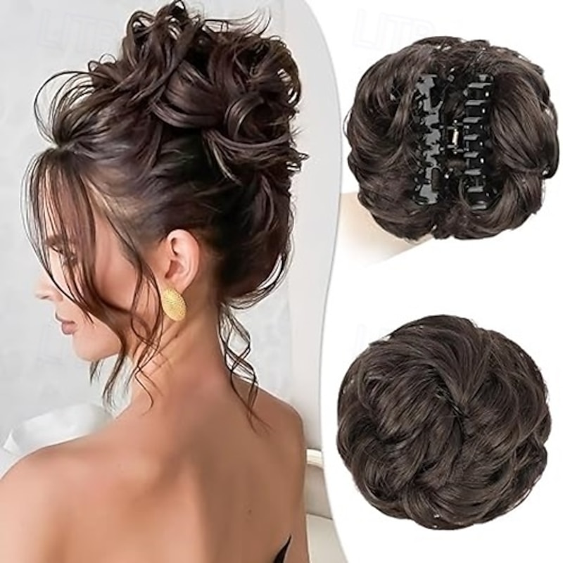 Messy Bun Hair Piece Claw Clip in Buns Ponytail Hair Extension Clip in Hair Piece for Women Girls Scrunchies Extensions4