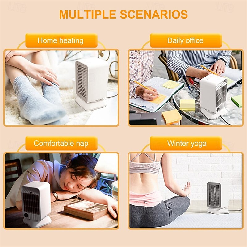 Shaking Head Silent Heating Small Heater Fan Rapid Heating Intelligent Temperature Control Home Office Desk Electric Heater4