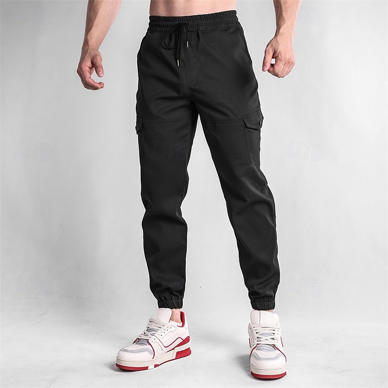 Men's Cargo Pants Cargo Trousers Joggers Trousers Drawstring Elastic Waist Multi Pocket Plain Comfort Sports Outdoor Daily Fashion Casual Dark Khaki Black Micro-elastic4