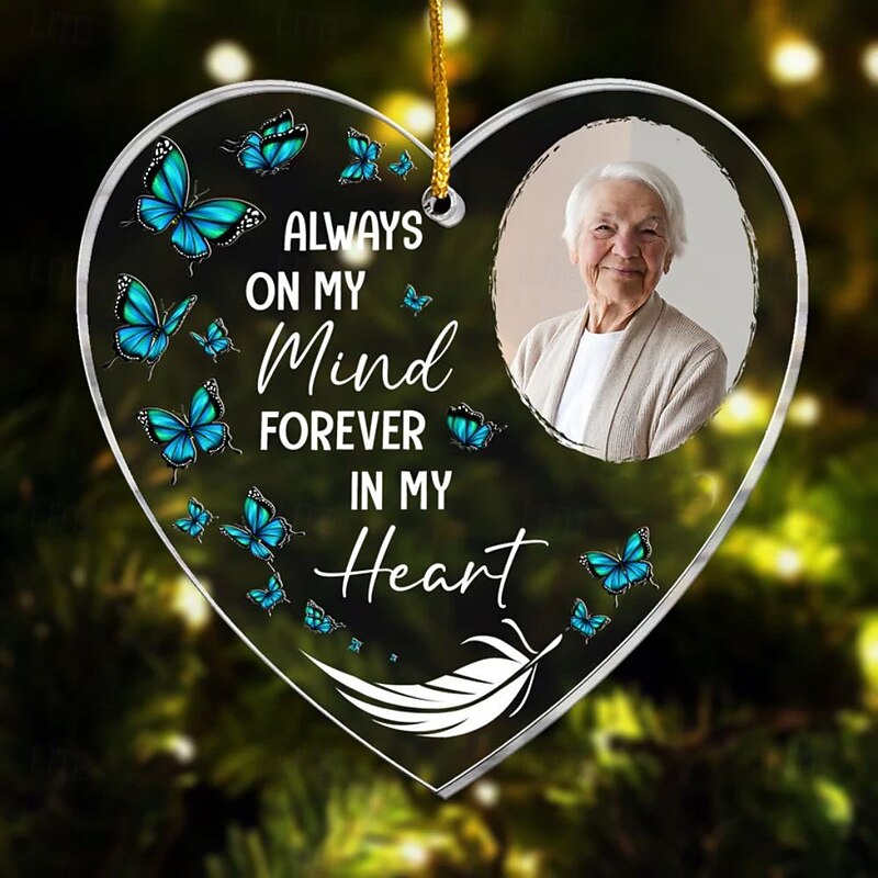 Personalized Photo Christmas Ornaments Memorial Acrylic 2D Custom Christmas Tree Ornaments Xmas Decoration Hanging Pendant Gifts