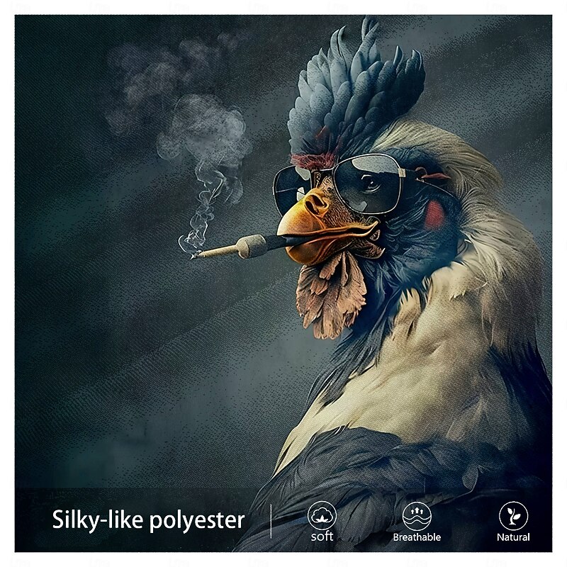 Men's Rooster Golf Shirt Short Sleeve Polo Shirts Collared Shirts Casual Funny Streetwear Vacation Wear Party Outfits Buttons 3D Print Summer Black3