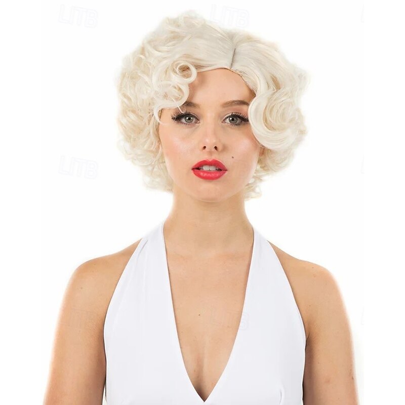 Bombshell Deluxe Blonde Short Curly Wig Halloween Cosplay Party Wigs