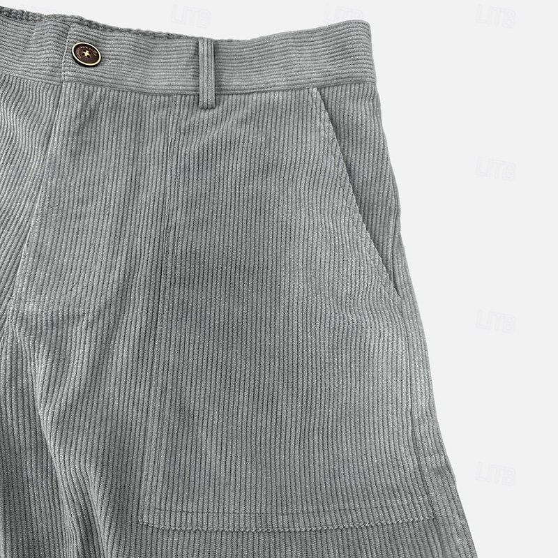 Men's Cargo Pants Trousers Corduroy Pants Casual Pants Pocket Elastic Waist Multi Pocket Plain Comfort Soft Full Length Outdoor Daily Going out Fashion Streetwear Black Brown Micro-elastic2
