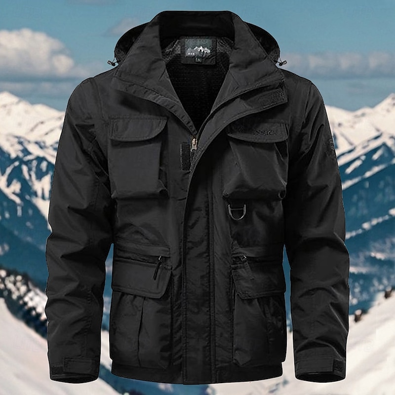 Men's Softshell Jacket Hiking Jacket Outdoor Windproof Windbreaker Jacket Traveling Black Army Green Khaki