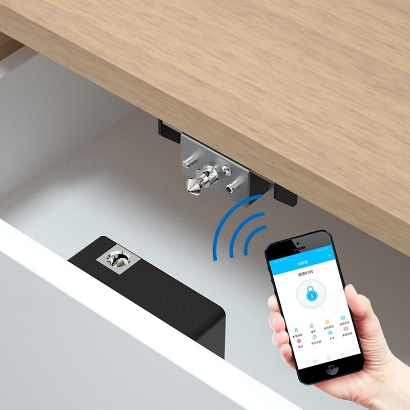 Bluetooth Invisible Cabinet Lock RFID Sensor Smart Drawer Security No Drill Keyless File Cabinet Invisible Lock APP Unlock