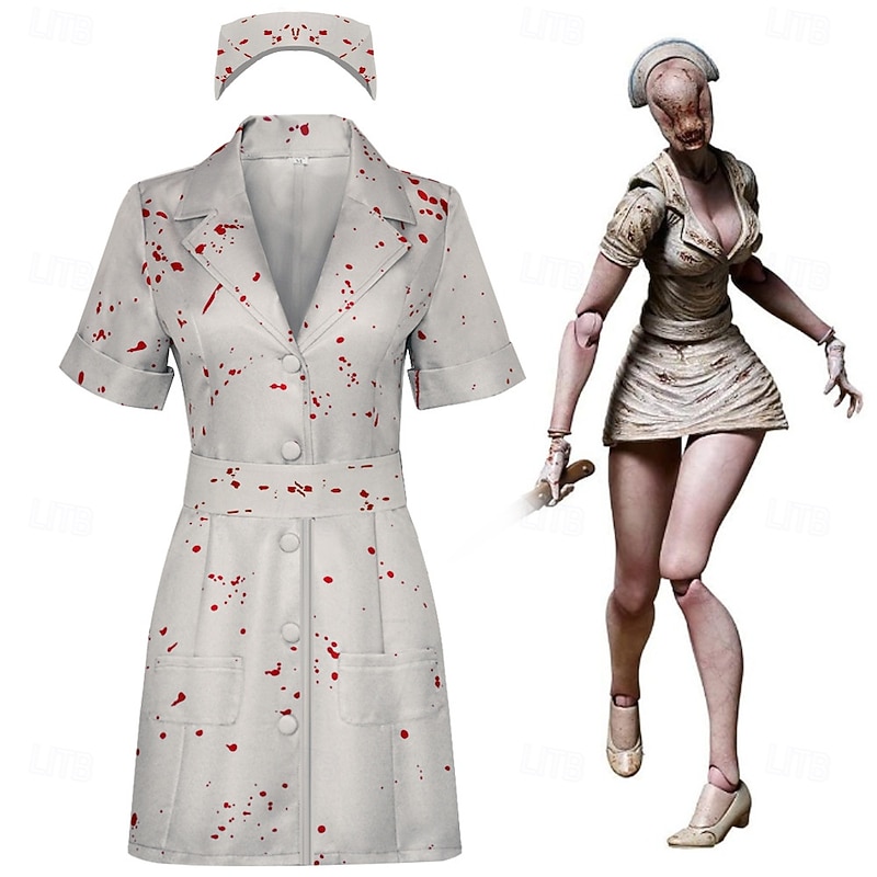 Nurse Halloween Cosplay Costume Silent Hill Scary Costume Adults' Women's Carnival Masquerade Party / Evening Easy Halloween Costumes Dress Up