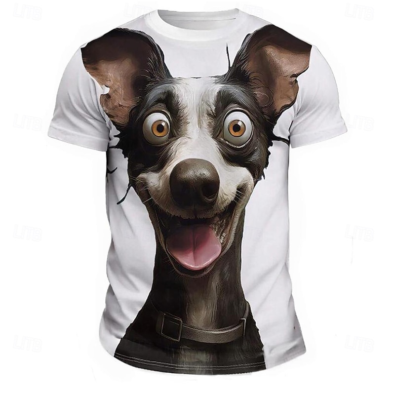 Men's Dog T Shirt Short Sleeve T shirt 3D Print Crew Neck Shirt Fashion Athleisure Street Sports Outdoor White Summer Spring Clothing Apparel S M L XL XXL XXXL