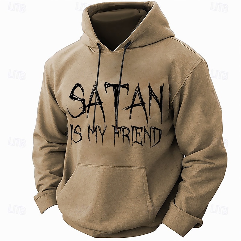 Halloween Men's Santa Claus Creepy Lettering Hoodie Hoodies Sweatshirt Fashion Daily Long Sleeve Hooded Christmas Black Blue Pocket 3D Print Fall Winter Designer