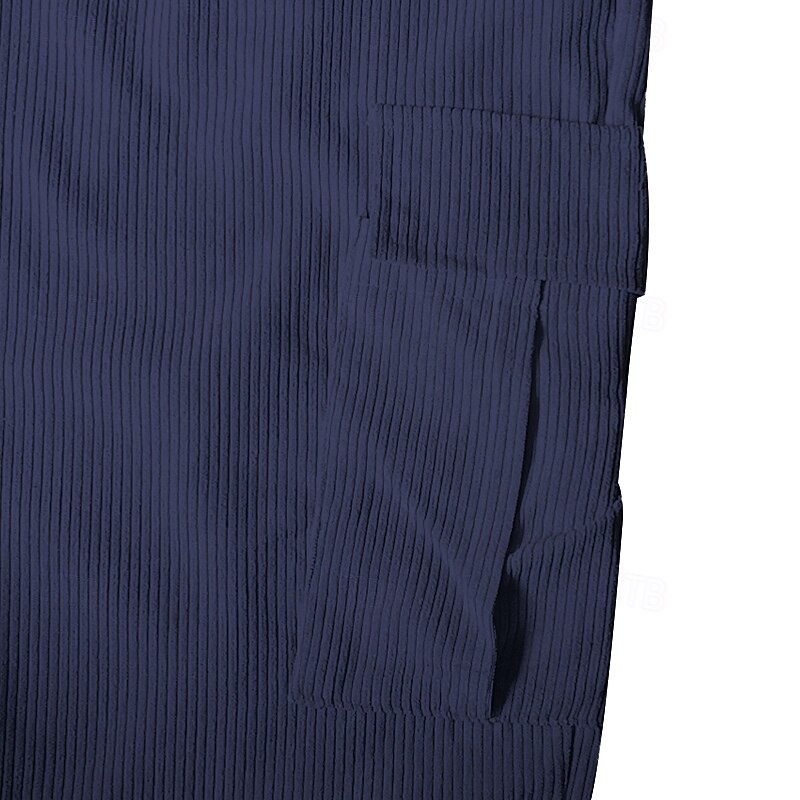 Men's Cargo Pants Corduroy Pants Trousers Straight Leg Sweatpants Elastic Waist Drawstring Multi Pocket Plain Wearable Outdoor Daily Camping & Hiking Fashion Classic Black Army Green3