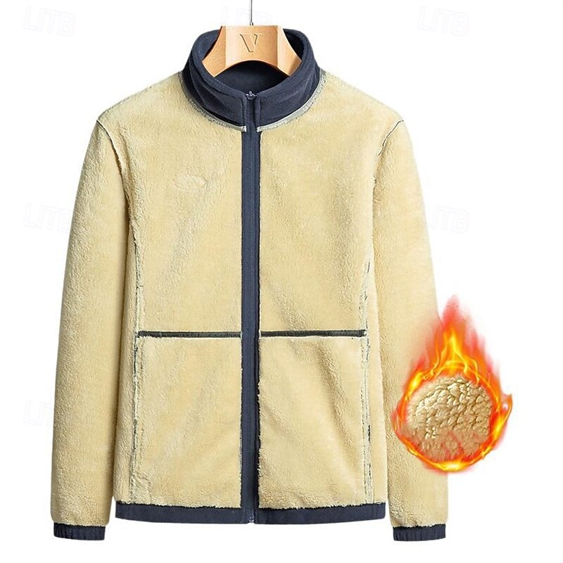 Men's Hiking Jacket Hiking Fleece Jacket Winter Outdoor Patchwork Thermal Warm Fleece Lining Fleece Jackets Full Zip Climbing Camping / Hiking / Caving Traveling Black Burgundy Green Dark Blue Grey4