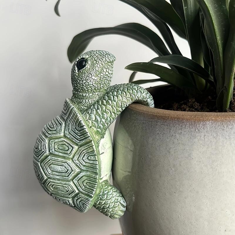 Charming Turtle Hanging Planter Statue - Resin Garden Decor for Fairy Gardens & Yard Art2