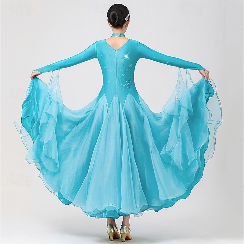 Women's Ballroom Dance Competition Dress Modern Dance Long Sleeves Performance Tango Waltz Dance Outfit2