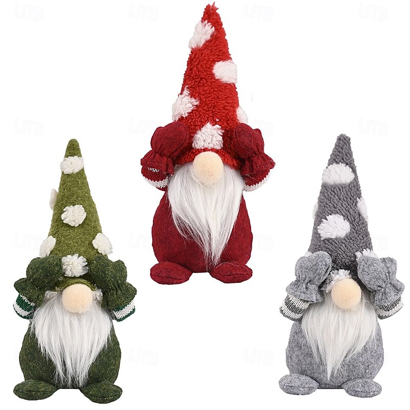 Christmas Gnome Figurines - Snowflake Hat with Covered Eyes, Forest Elder Faceless Doll, Small Plush Ornaments, Festive Holiday Decor2