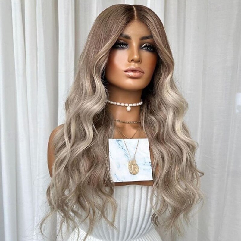 Remy Human Hair 13x4 Lace Front Wig Free Part Eurasian Hair Wavy Multi-color Wig 130% 150% Density Ombre Hair Highlighted / Balayage Hair 100% Virgin Glueless For Women Long Human Hair Lace Wig4