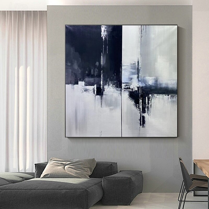 Palette Knife Abstract Painting Hand Painted Black And White Oil Painting Minimalist Wall Art Large Wall Art Textured Wall Art Painting (No Frame)4