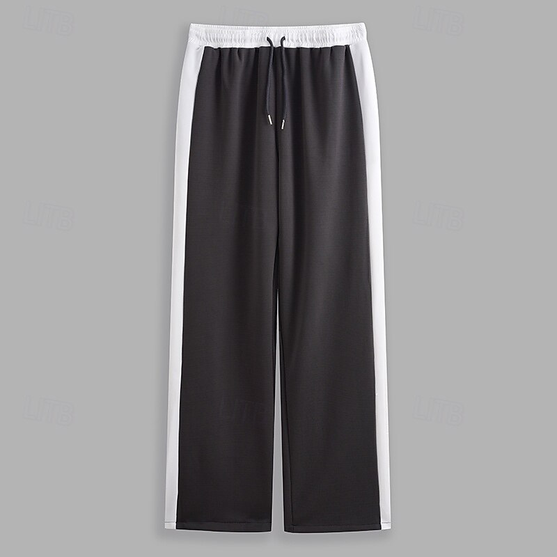 Men's Sweatpants Joggers Wide Leg Sweatpants Trousers Pocket Drawstring Elastic Waist Color Block Comfort Breathable Outdoor Daily Going out Fashion Casual Black Dark Gray4