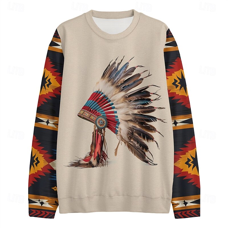 Men's Graphic Indian Sweatshirts Golf Pullover Sweatshirt Long Sleeve Sweatshirt Hooded Vacation Cool Daily Print Vacation Sports Outdoor Going out Printing Winter Spring &  Fall4