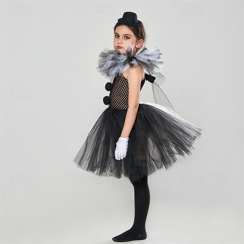 Kids Girls' Dress Cosplay Dress Cosplay Custome Solid Color Multi Color Sleeveless Performance Party Halloween Party Mesh Patchwork Vintage Gothic Halloween Custome Polyester Knee-length A Line Dress3