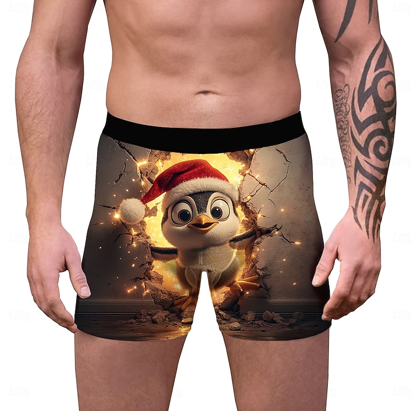 Santa Claus animals Christmas Pajamas Boxer Briefs Underwear Christmas Gift Men's Funny Christmas Pattern Adults Christmas New Year Christmas Eve Christmas Party3
