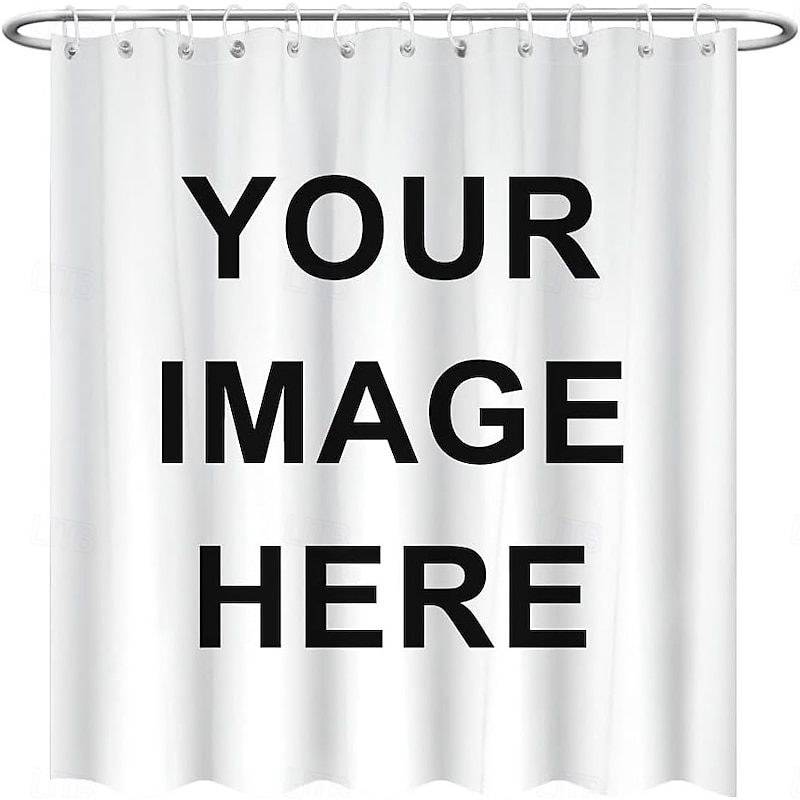Personalized Photo Shower Curtain with 12 Hooks- Custom Bathroom Decor Fabric Waterproof Washable Upload Your Image Photo Picture for Bathroom Hotel