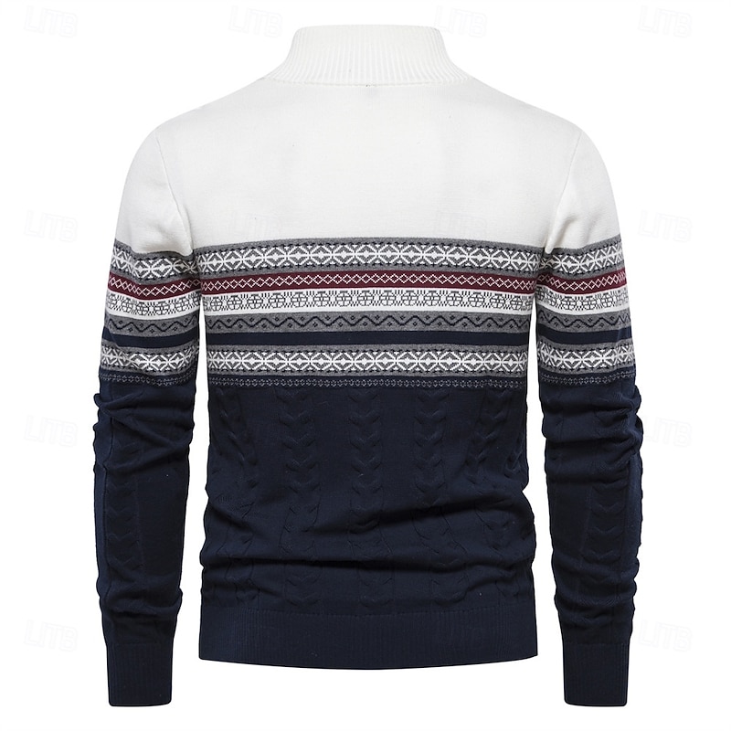 New Autumn High Quality Zipper Pullers Men Warm Winter Cotton Sweaters for Men Ethnic Patterns Casual Mens Sweater2