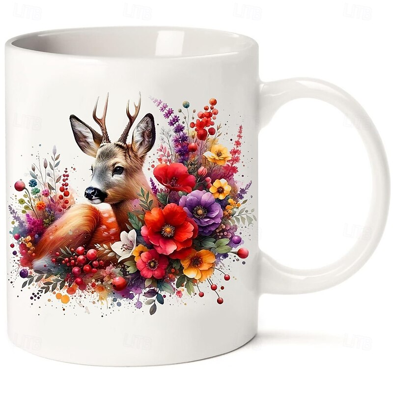 Christmas Elk Coffee Mug 11oz Ceramic Mug Funny Mug Funny Coffee Mug For Family/Friends/Sister/Colleague Novelty Coffee Mug Summer Winter Drinkware Party/Christmas/Birthday Gift3
