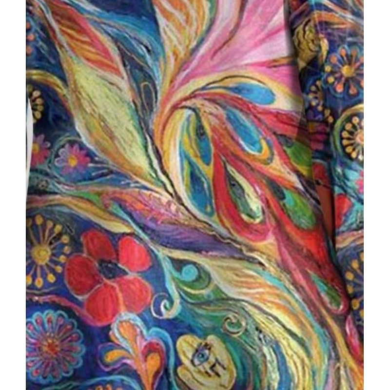 Women's T shirt Long Sleeve Crew Neck Long Sleeve Tunic Casual Print Regular Tops Daily Rainbow Spring Fall Prefall3