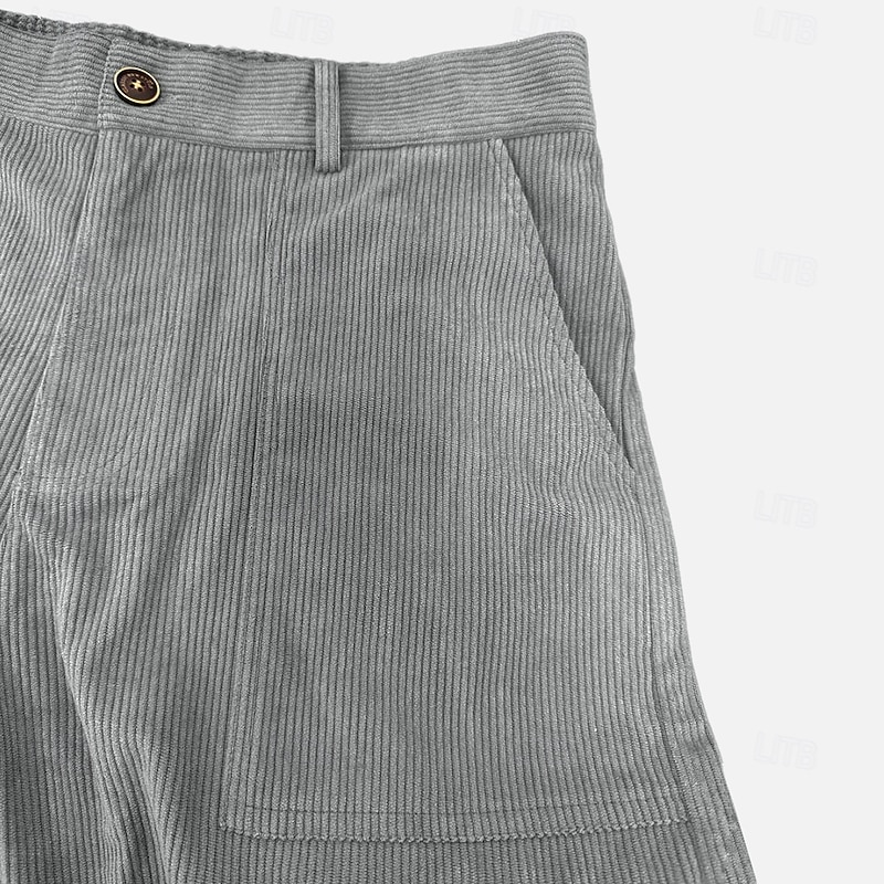 Men's Cargo Pants Corduroy Pants Trousers Baggy Pants Casual Pants Pocket Elastic Waist Straight Leg Plain Comfort Soft Full Length Outdoor Daily Going out Fashion Streetwear Army Green Brown4