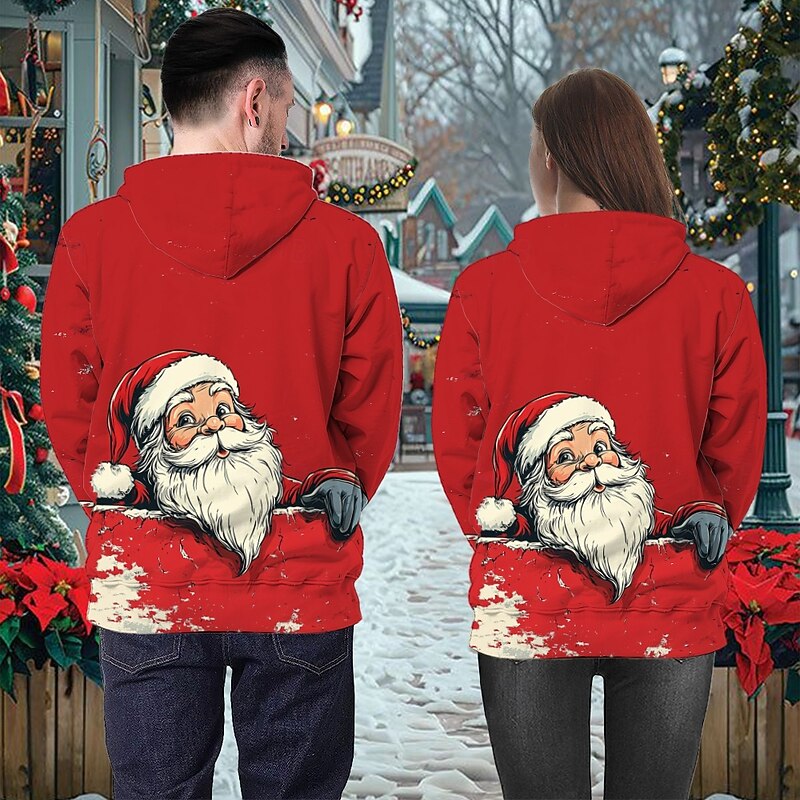 Christmas Santa Claus Hoodie Funny Christmas Hoodie 3D Christmas Front Pocket Graphic For Couple's Men's Women's Adults' Masquerade 3D Print Party Casual Daily2