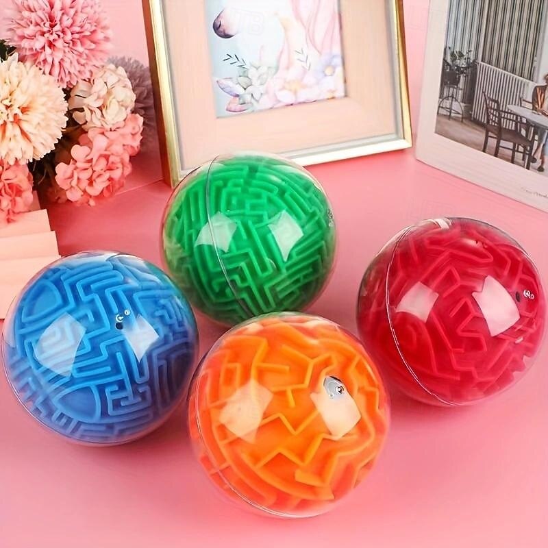 1 Pack 3D Maze Puzzle Balls - Brain Teaser Game for Teens & Adults  Challenging Labyrinth Sphere with Miniature Steel Balls for Critical Thinking & Motor Skills Development4