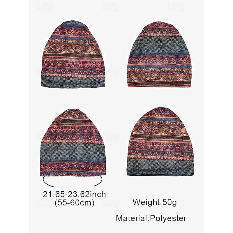 Bohemian-Style Slouchy Beanie for Women – Colorful Geometric Patterned Hat, Perfect for Casual Wear and Fall Fashion4