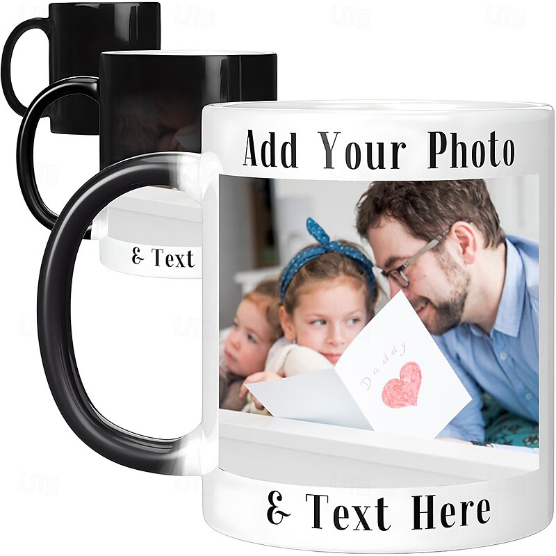 Personalized Magic Color Mug Custom Best Gift for Dad, Heat Reveal Photo Mug, Xmas Cup with Image, Ceramic Gift for Christmas, Anniversary, Birthday