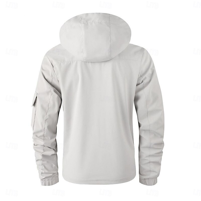 Men's Winter Jacket Sport Coat Raincoat Hiking Jacket Outdoor Camping & Hiking Waterproof Windbreaker Zipper Pocket Fall Winter Solid Color Fashion Streetwear Hooded Regular Black White Burgundy2