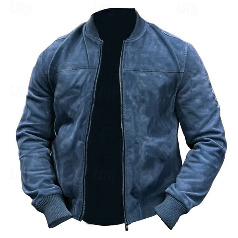 Men's Bomber Jacket Transition Jacket Daily Windbreaker Pocket All Seasons Plain Casual Stand Collar Regular Black Brown Army Green Dark Blue Light Blue Jacket2
