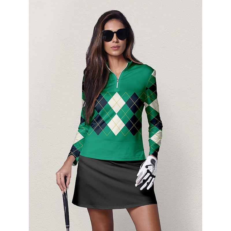 Women's Golf Polo Shirt Black Blue Green Long Sleeve Top Ladies Golf Attire Clothes Outfits Wear Apparel