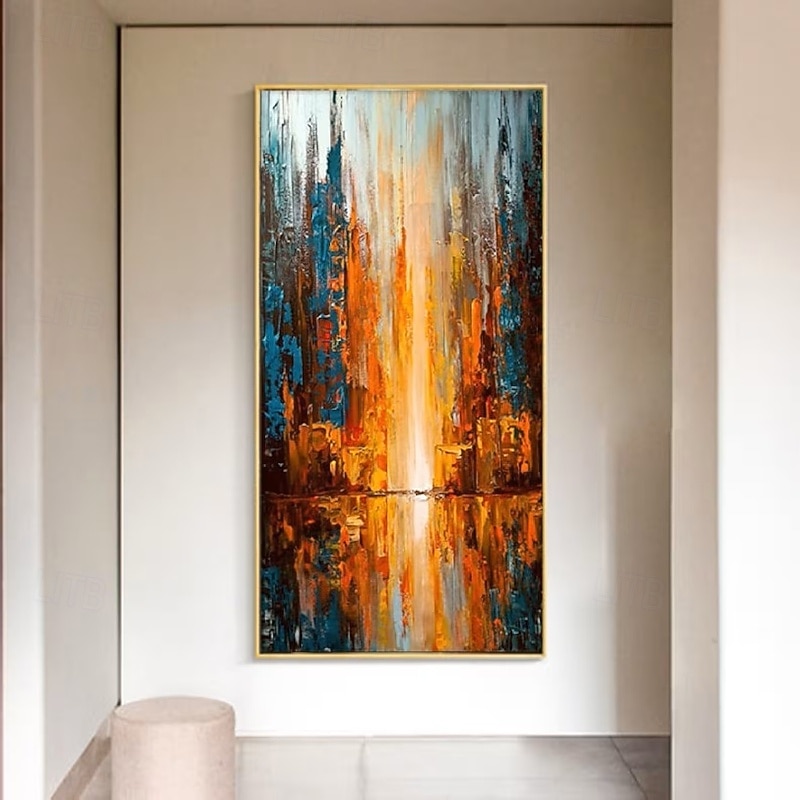 Hand-painted forest tree oil painting handmade snow scene birch forest decorative painting landscape painting large mural art gift Christmas gift for bedroom living room wall decoration4