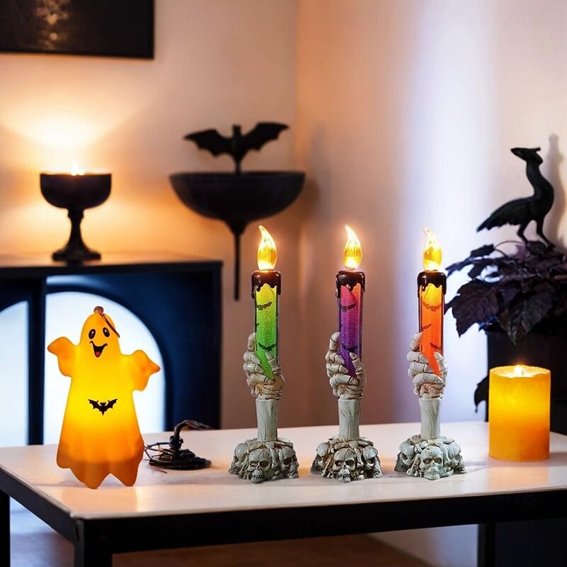 3pcs Halloween Decorations Candle Light Bar KTV Scary Ghost Hand Skull Light LED Flashing Night Lamp2