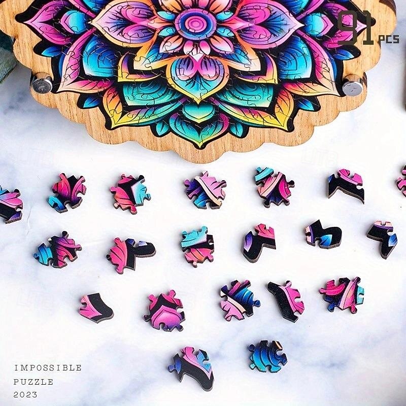 Unique Galaxy Blooms Wooden Puzzle - Intricately Designed, High-Difficulty Level, Vibrant Colors, Perfect for Challenging Brain Teasers, Educational Toys, and Thoughtful Gifts for Christmas, Halloween4