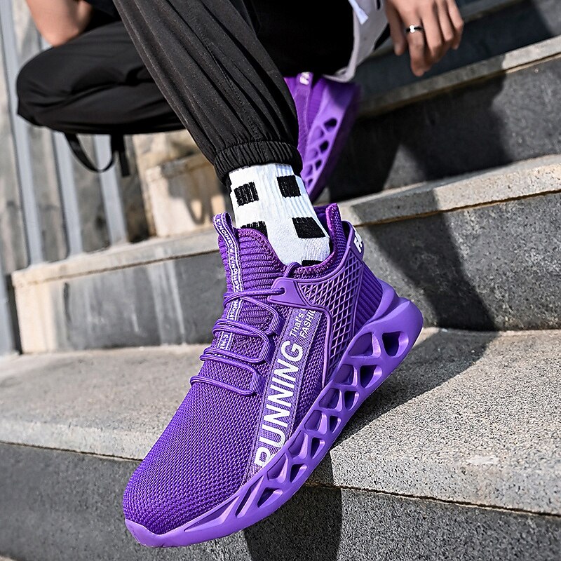 Men's Lightweight Breathable Running Sneakers, Fashionable Purple Athletic Shoes with Hollow Sole Design, Perfect for Gym, Running, and Casual Wear3