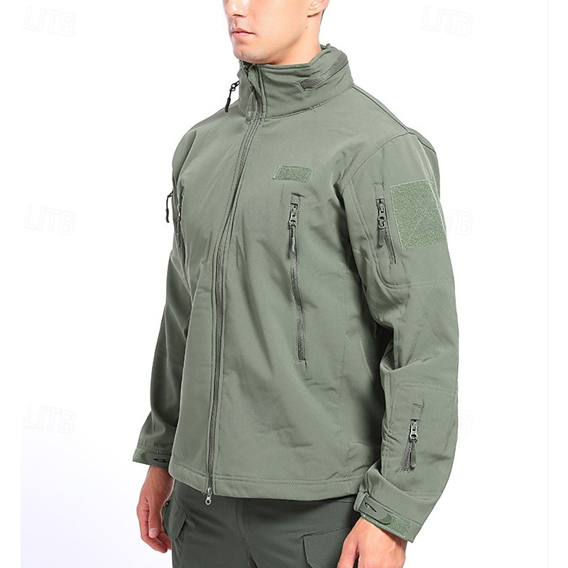 Men's Outdoor Jacket Softshell Jacket Hiking Jacket Hiking Fleece Jacket Winter Outdoor Thermal Warm Fleece Lining Waterproof Windproof Fleece Jackets Warm Tactical Jacket Full Zip Climbing Camping3