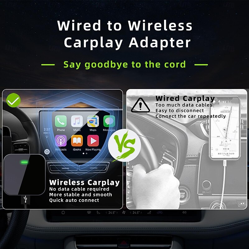 Wireless CarPlay Adapter for iPhone Apple Carplay Wireless Adapter Convert Wired to Wireless CarPlay Dongle Plug & Play WiFi Auto Fast Connect for Cars4