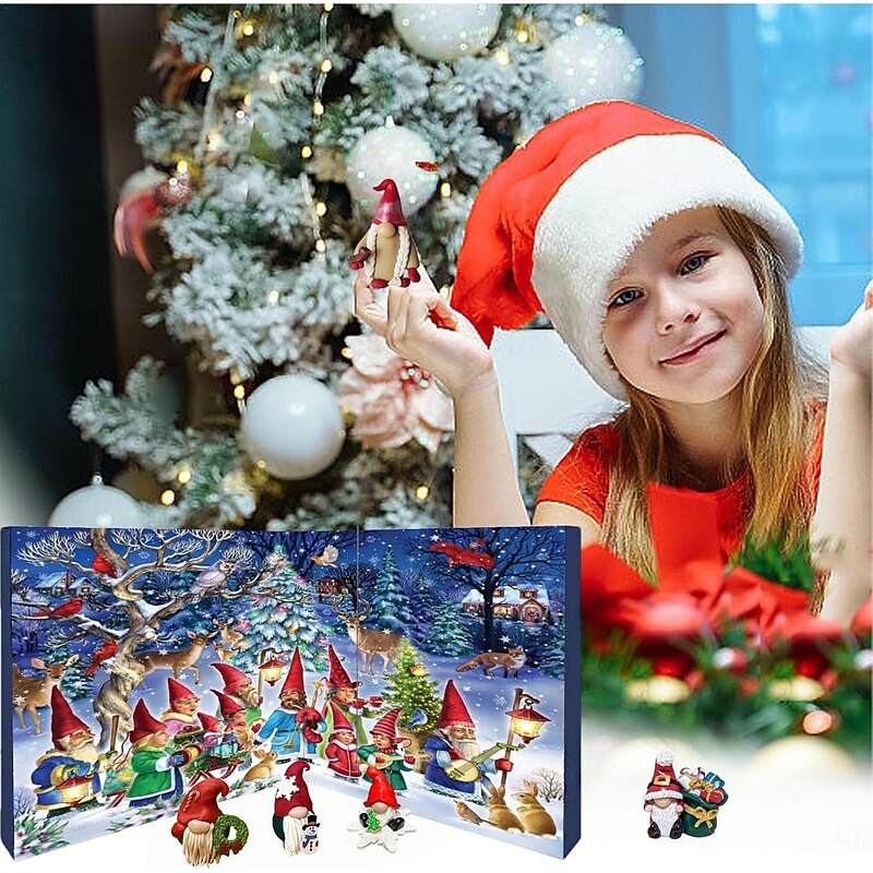 2025 Christmas Advent Calendar, Resin Gnome, Christmas Countdown Calendar, Christmas Table Decorations Holiday Home Decoration2