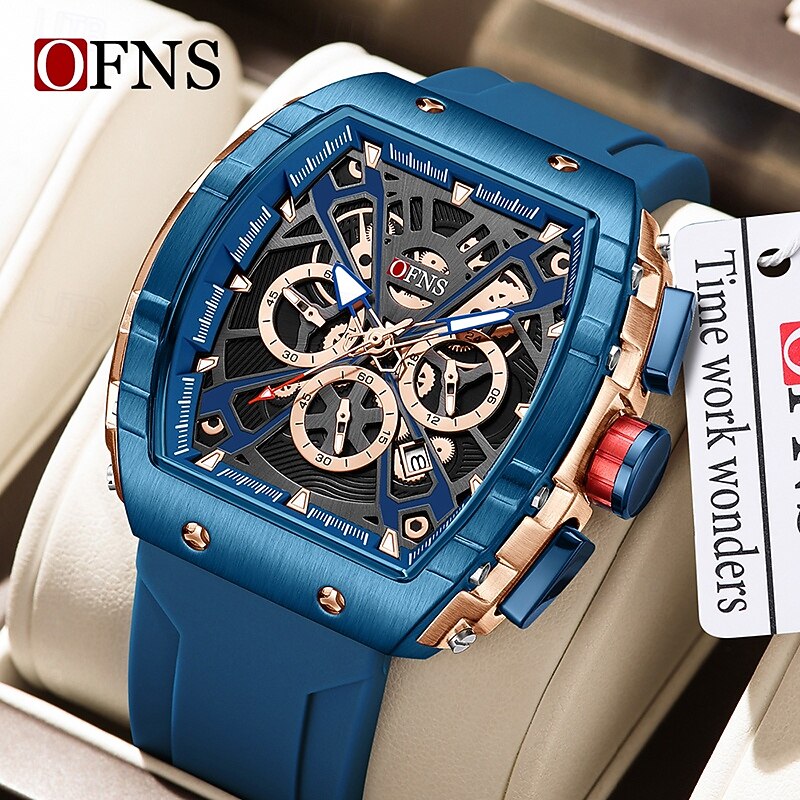 Men Quartz Watch Creative Fashion Business Wristwatch Luminous Stopwatch Calendar Chronograph Rubber Watch