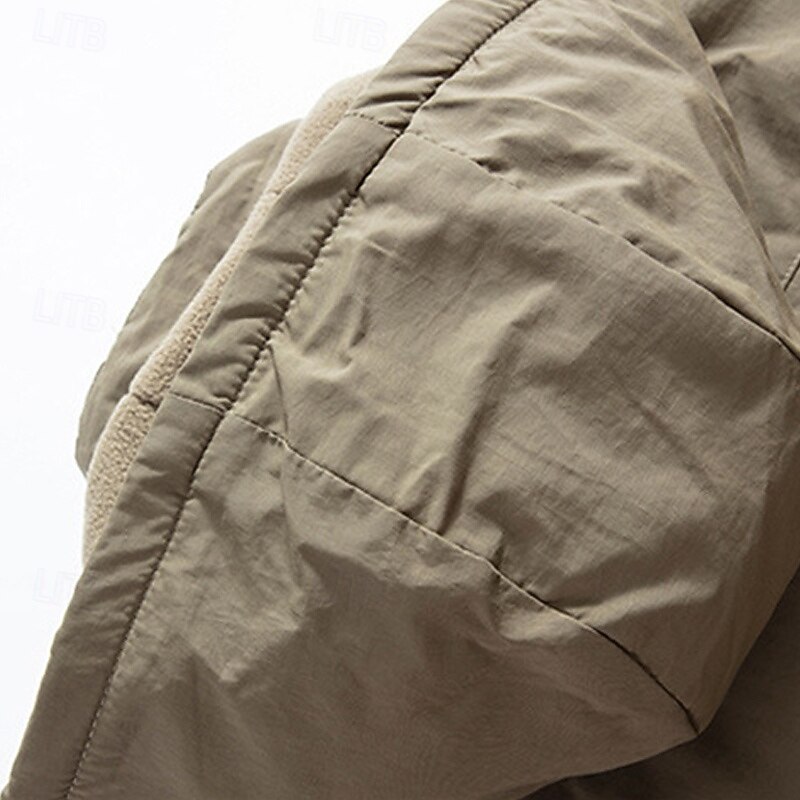 Men's Hiking Fleece Jacket Winter Outdoor Patchwork Thermal Warm Fleece Lining Fleece Jackets Full Zip Climbing Camping / Hiking / Caving Traveling Black Army Green Khaki Dark Blue Grey3